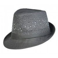 Fedora Hats w/ Rhinestones - Gray